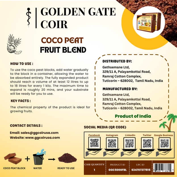 Coco Peat Block - Fruit Blend - 5kg block - 75ltr