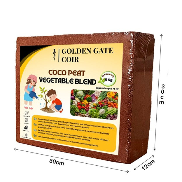 Coco Peat Block - Vegetable Blend - 5kg block - 75ltr