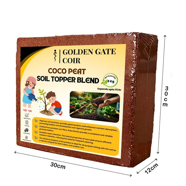 Coco Peat Block - Soil Topper Blend - 5kg Block - 75ltr